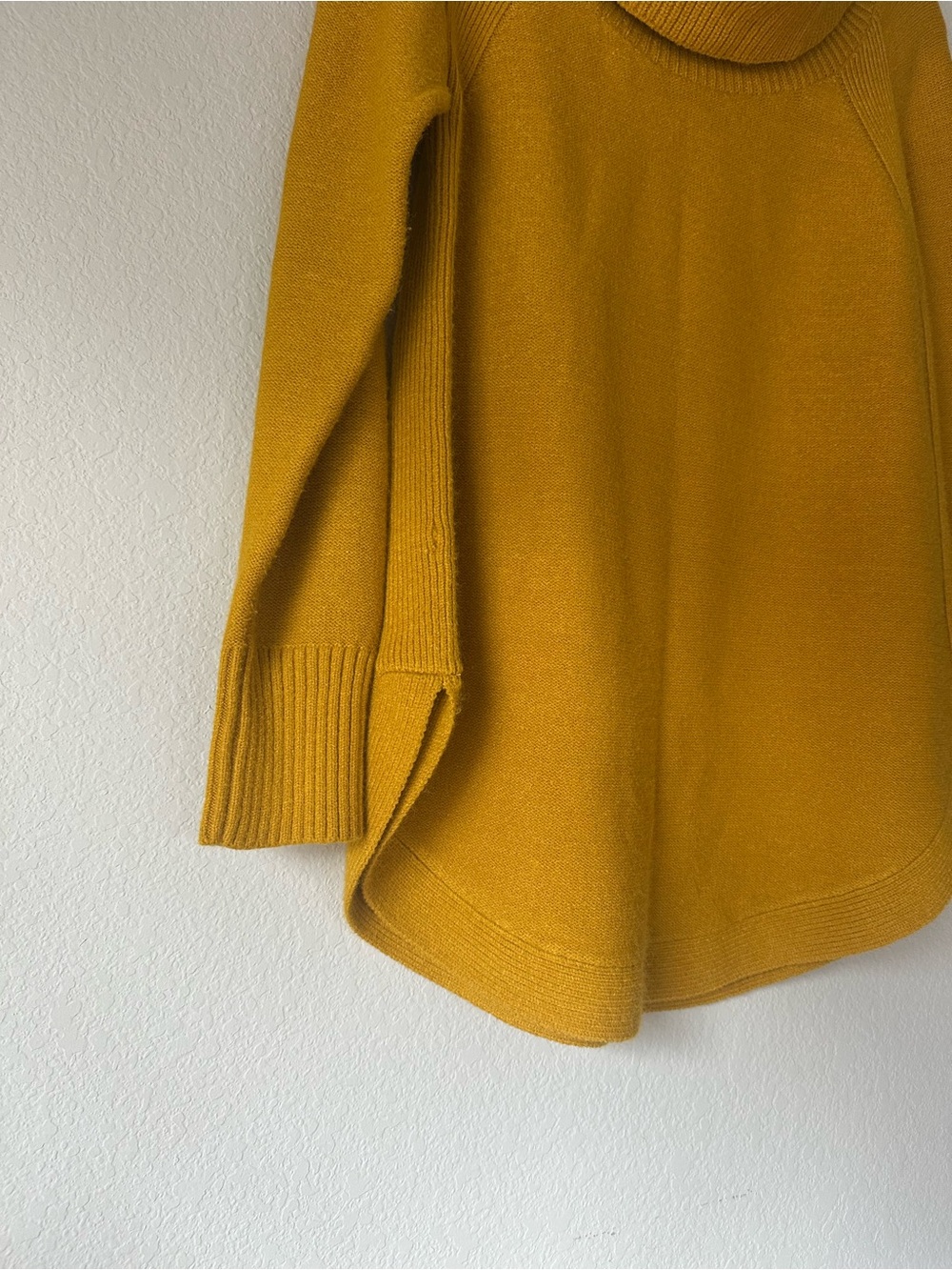 Anthropologie Georgia Cowl Neck Tunic Sweater Mustard Gold High Low Hem M EUC - Picture 2 of 5